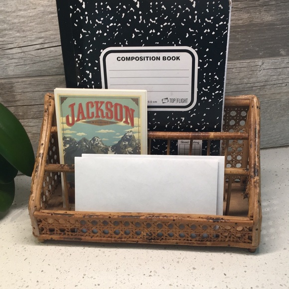 Vintage Wicker Desk Organizer